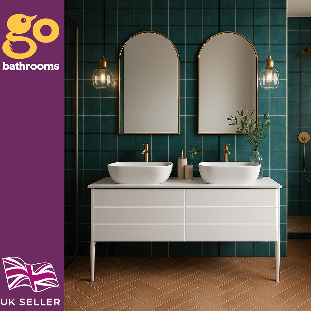 Matt White Vanity Unit 1200mm Glass Ceramic Worktop for Countertop Basins