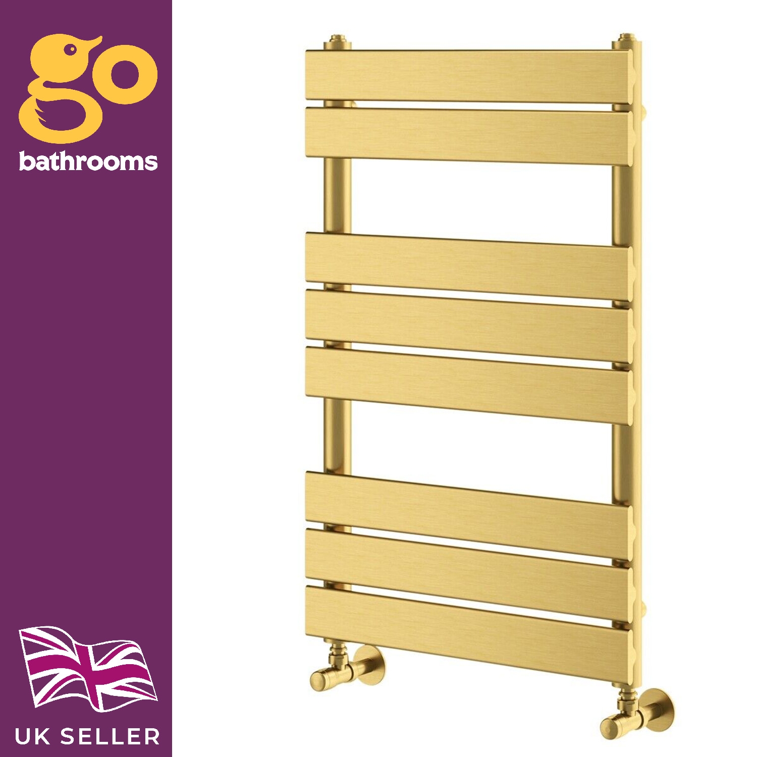 Towel Rail Brushed Gold Bathroom Radiator Heated Ladder Rail Flat Panel 3 Sizes - Picture 17 of 23