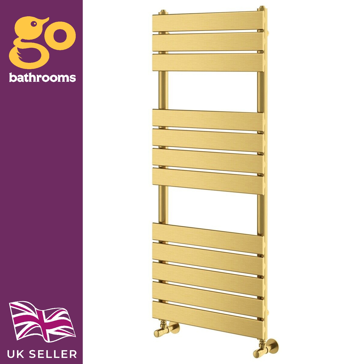 Towel Rail Brushed Gold Bathroom Radiator Heated Ladder Rail Flat Panel 3 Sizes - Picture 22 of 23