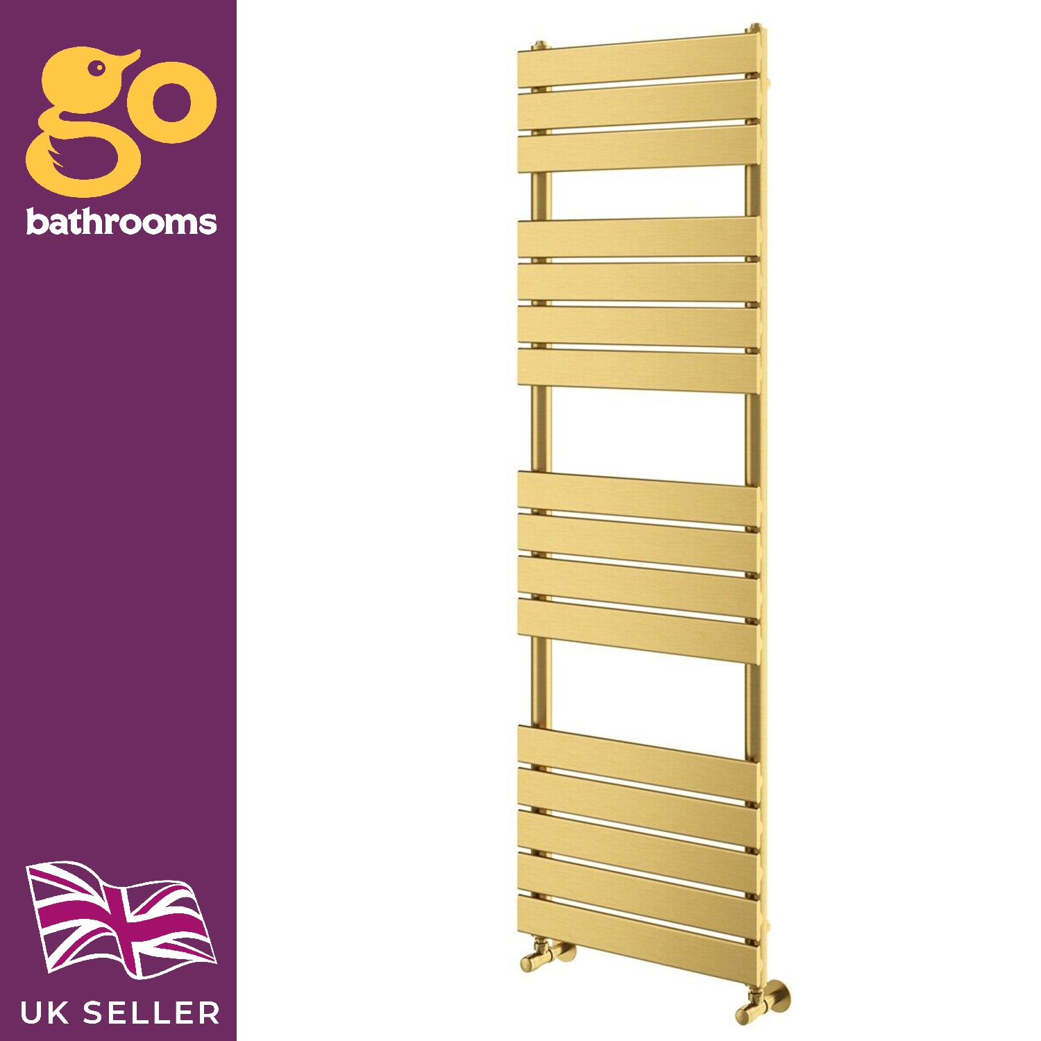 Towel Rail Brushed Gold Bathroom Radiator Heated Ladder Rail Flat Panel 3 Sizes - Picture 7 of 23