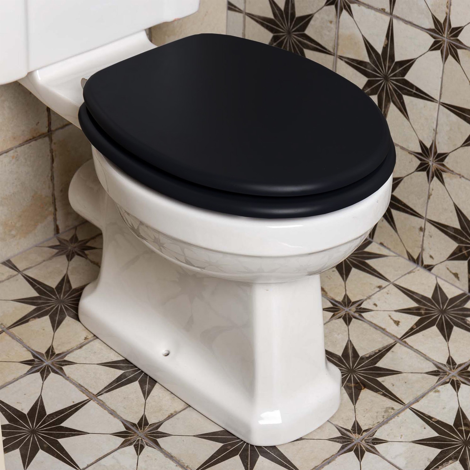 Universal Toilet Seat Soft Close Replacement Wooden Seat Black White Grey Oak - Picture 15 of 18