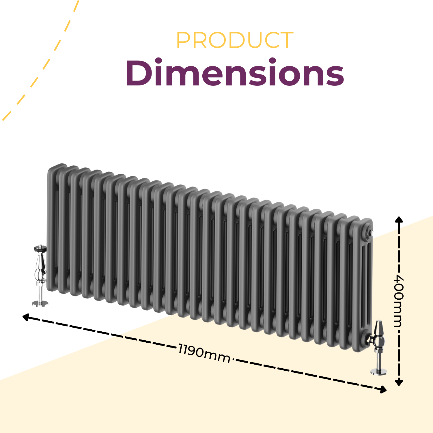 3 Column Radiator Vertical Horizontal Rad Traditional Cast Iron Style White Grey