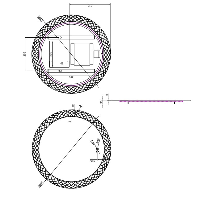 Round LED Bathroom Mirror & Demister Pad Touch Sensor & Dual Light Mode 60 80cm