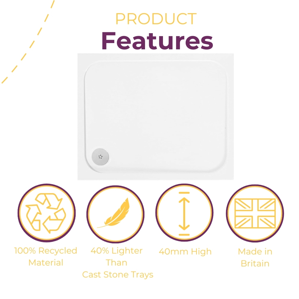 Slimline Rectangle Shower Tray Enclosure 40mm Low Profile Stone Resin | 42 Sizes - Picture 34 of 98