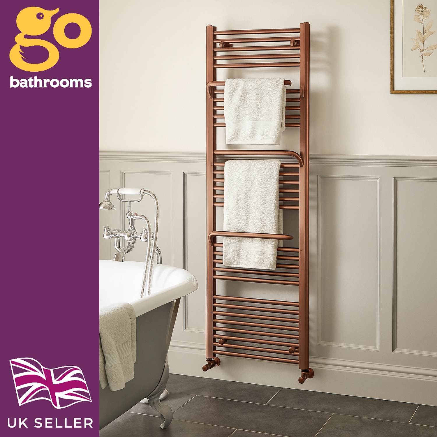 Heated Towel Rail With Towel Hangers Bathroom Radiator 1510 x 550mm | 7 Colours - Picture 16 of 34