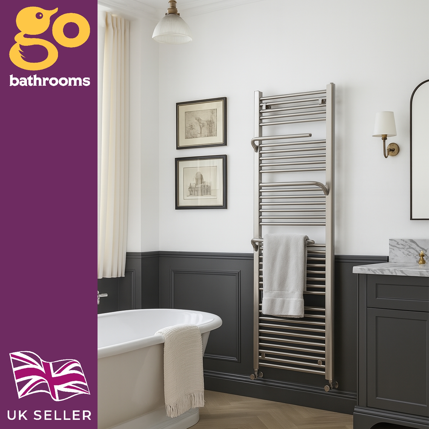 Heated Towel Rail With Towel Hangers Bathroom Radiator 1510 x 550mm | 7 Colours - Picture 26 of 34