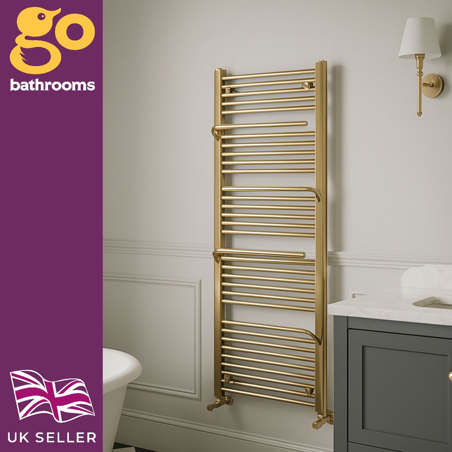 Heated Towel Rail With Towel Hangers Bathroom Radiator 1510 x 550mm | 7 Colours - Picture 2 of 34