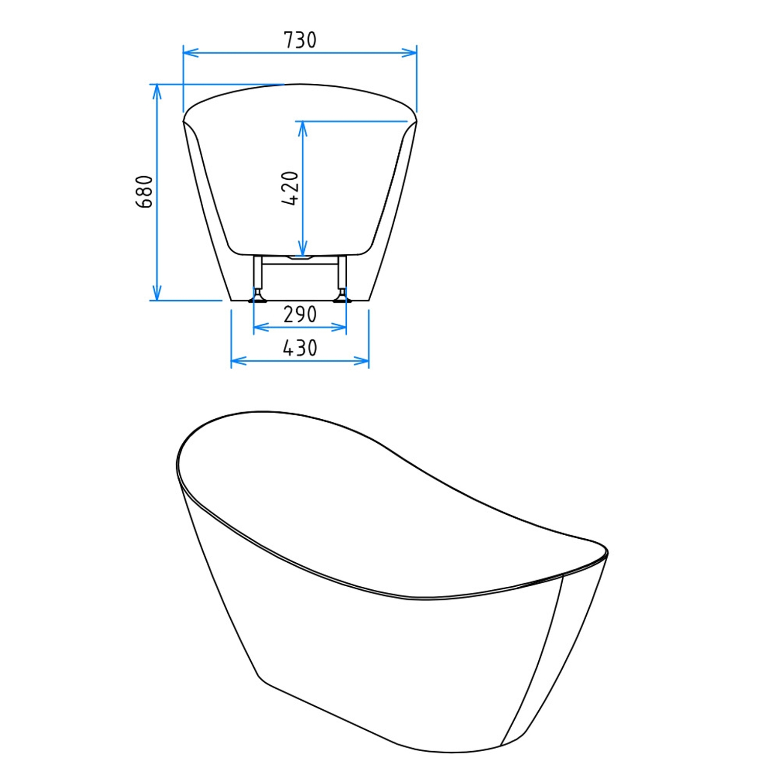 Freestanding Double Ended Bath Acrylic Bathtub Waste & Overflow 1500mm 1700mm - Picture 14 of 38