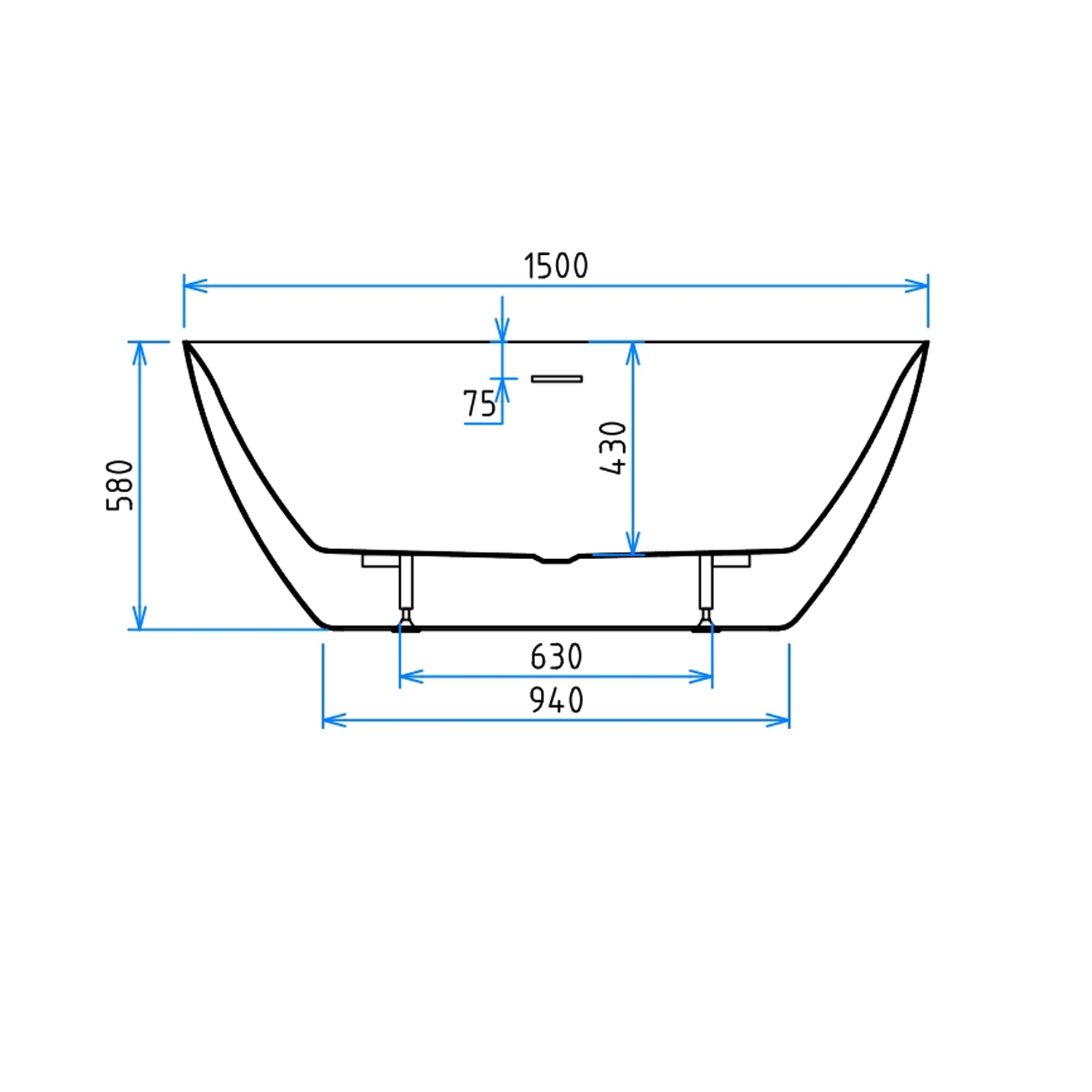 Freestanding Double Ended Bath Acrylic Bathtub Waste & Overflow 1500mm 1700mm - Picture 19 of 38