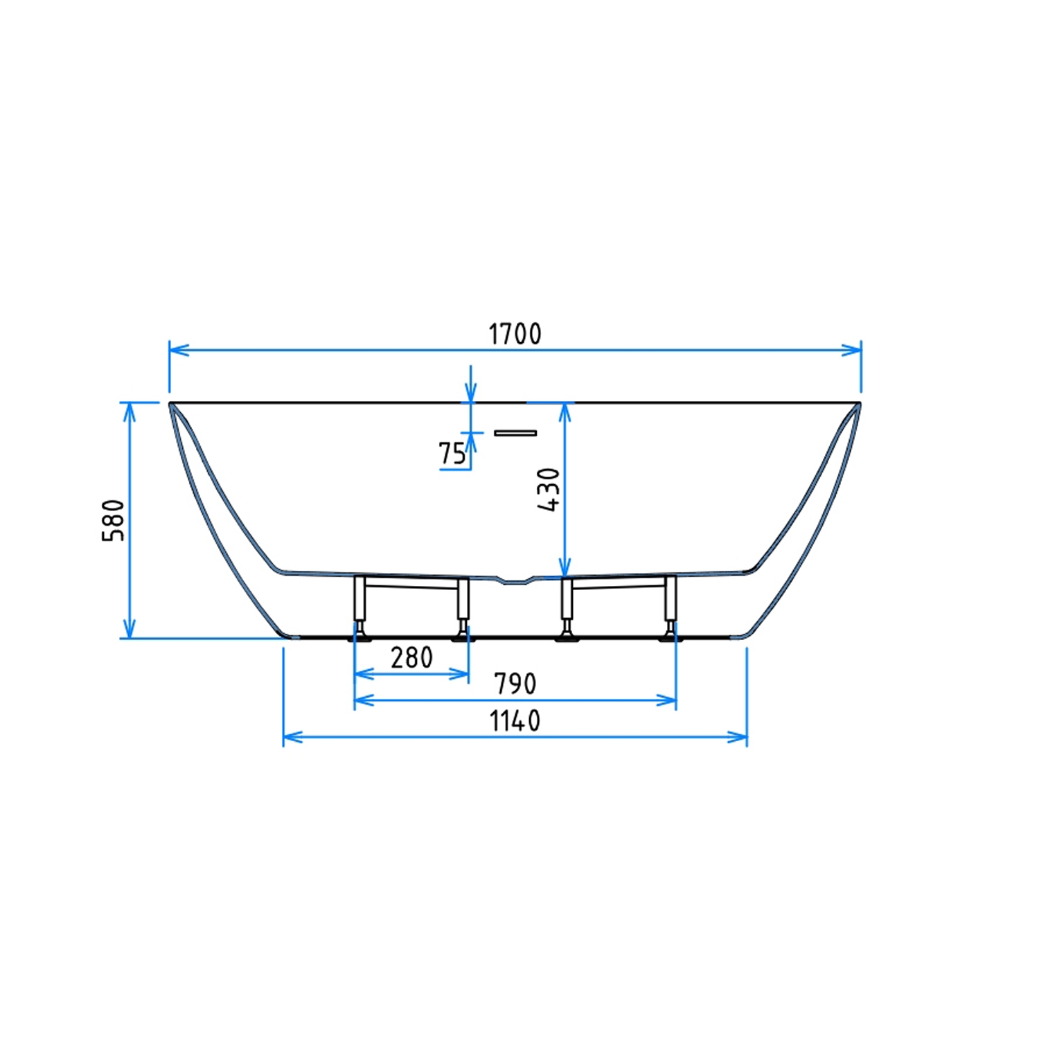 Freestanding Double Ended Bath Acrylic Bathtub Waste & Overflow 1500mm 1700mm - Picture 32 of 38