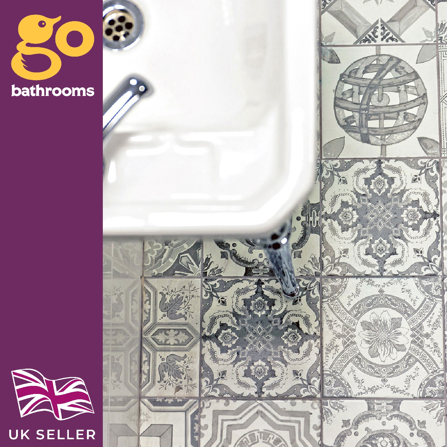 Victorian Pattern Floor & Wall Marlo Ceramic Matt Gloss Feature Tile 20x20cm Box - Picture 2 of 16
