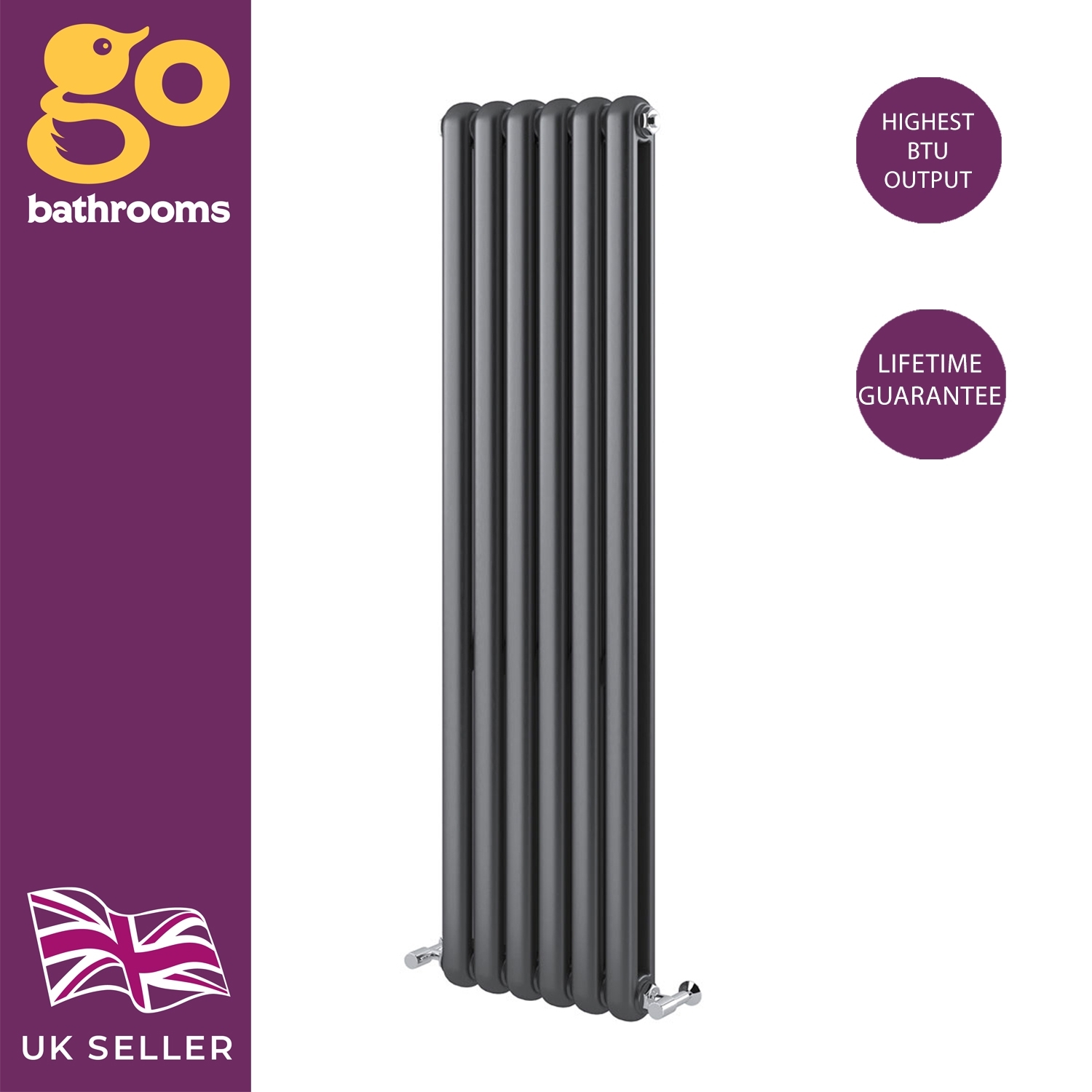 Double Column Radiators Vertical Horizontal Round Panel Grey White Heating - Picture 9 of 29