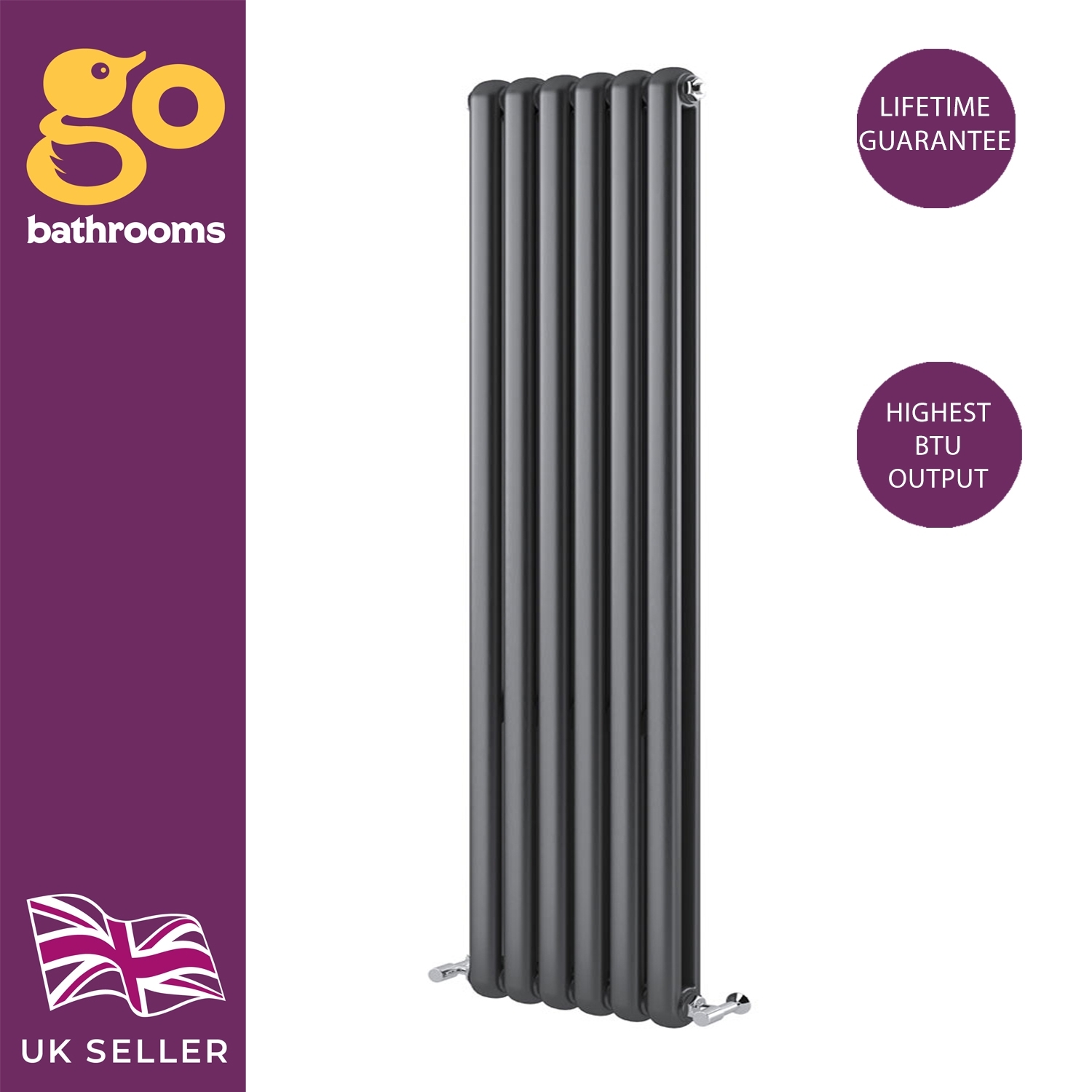 Double Column Radiators Vertical Horizontal Round Panel Grey White Heating - Picture 10 of 29
