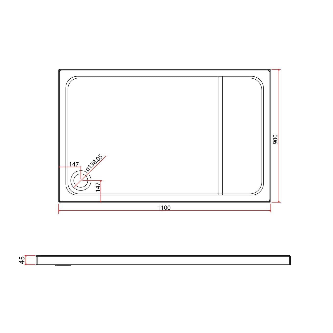 Slimline Rectangle Shower Tray Enclosure 40mm Low Profile Stone Resin | 42 Sizes - Picture 54 of 98