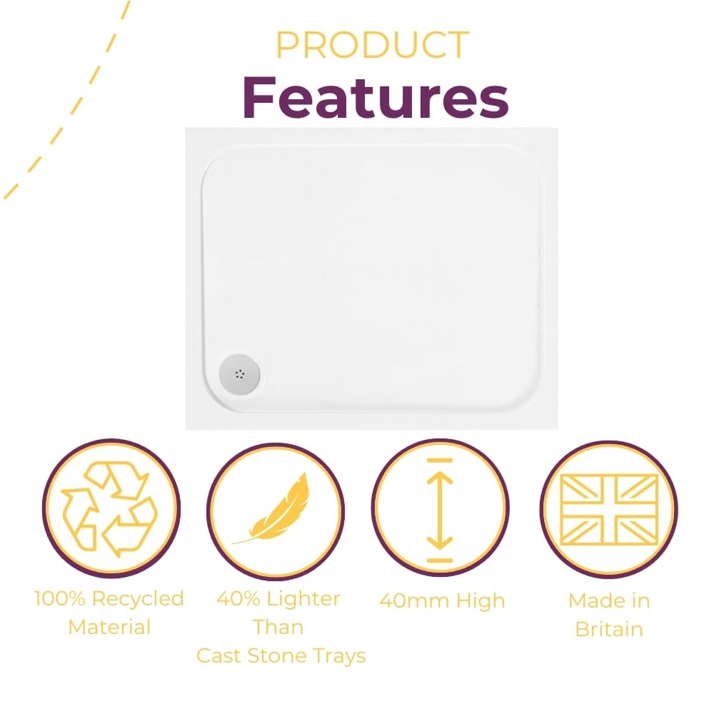 Slimline Rectangle Shower Tray Enclosure 40mm Low Profile Stone Resin | 42 Sizes - Picture 73 of 98