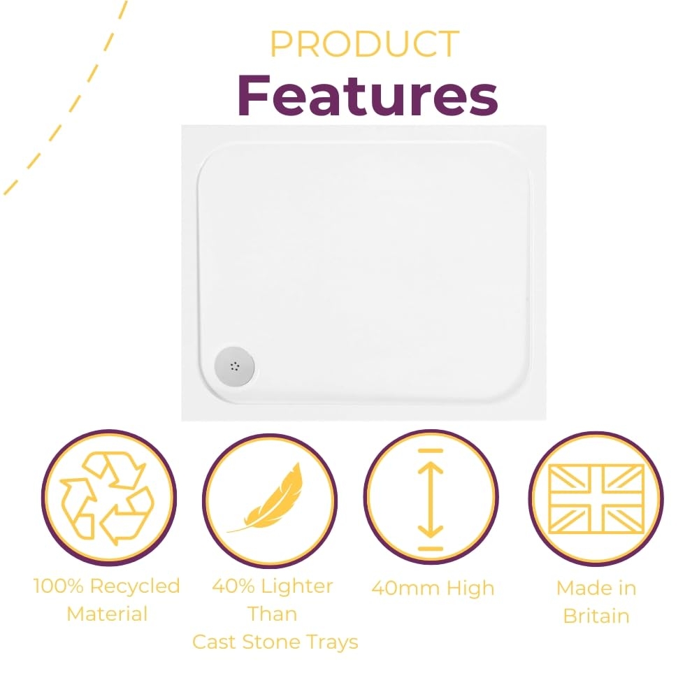 Slimline Rectangle Shower Tray Enclosure 40mm Low Profile Stone Resin | 42 Sizes - Picture 64 of 98