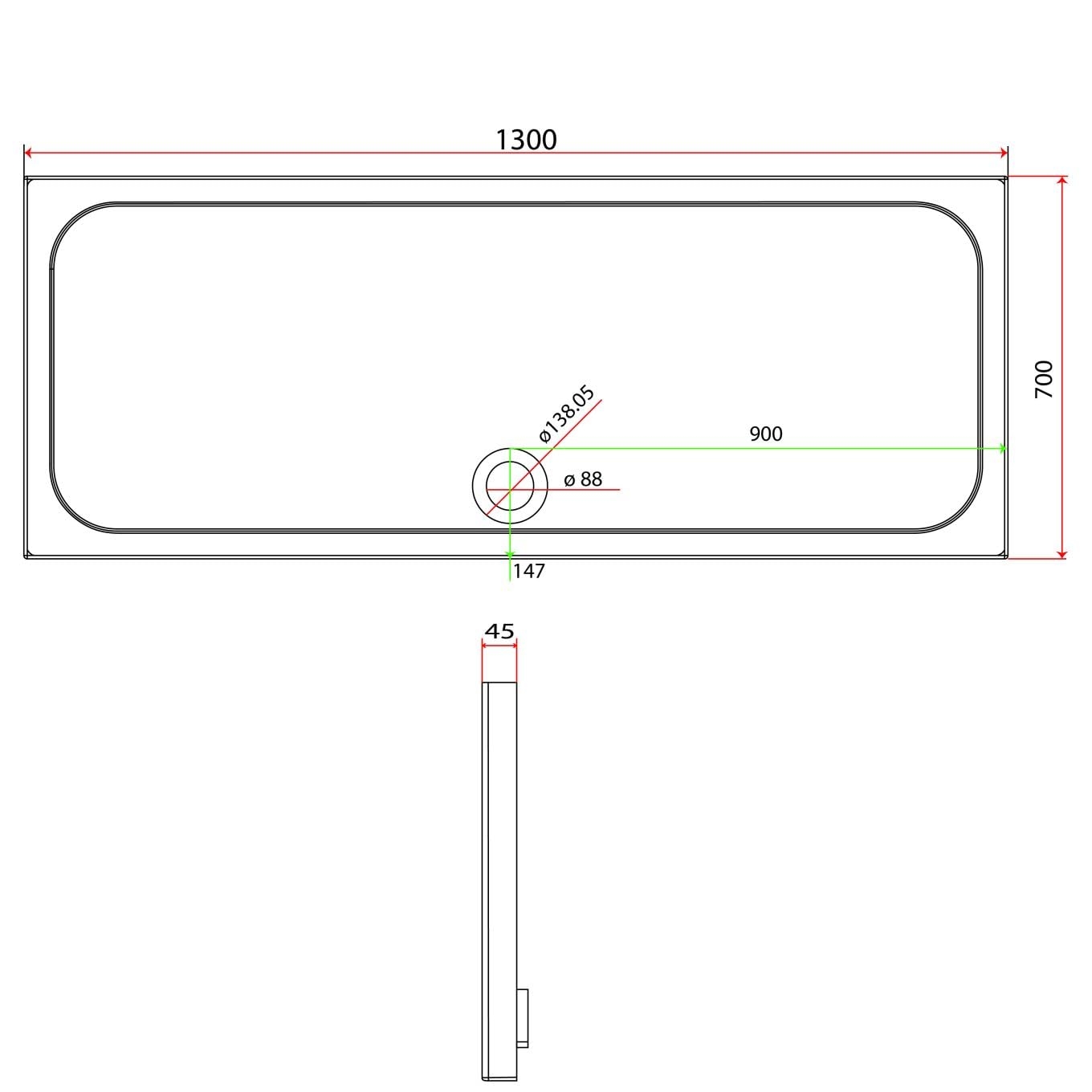 Slimline Rectangle Shower Tray Enclosure 40mm Low Profile Stone Resin | 42 Sizes - Picture 95 of 98