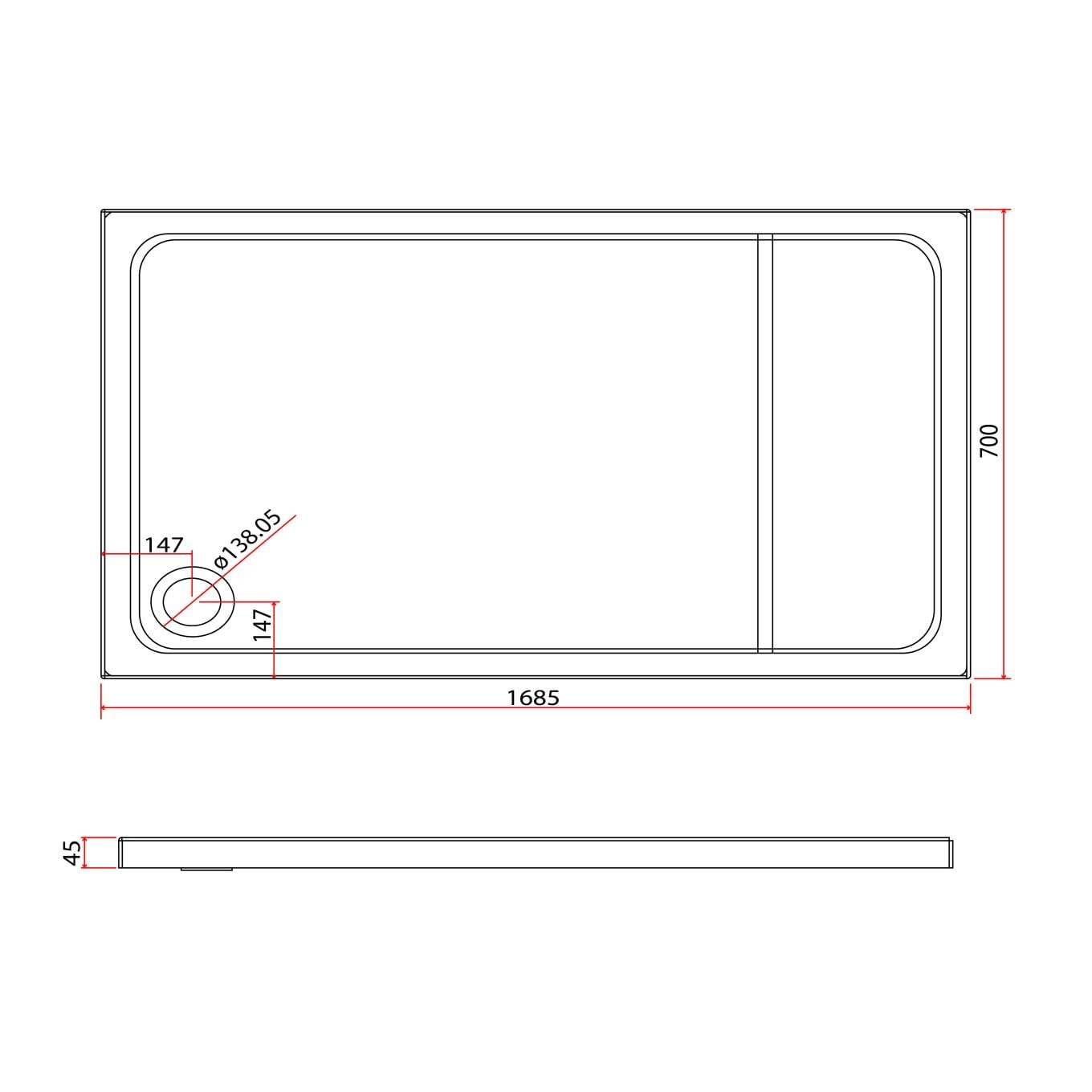 Slimline Rectangle Shower Tray Enclosure 40mm Low Profile Stone Resin | 42 Sizes - Picture 98 of 98