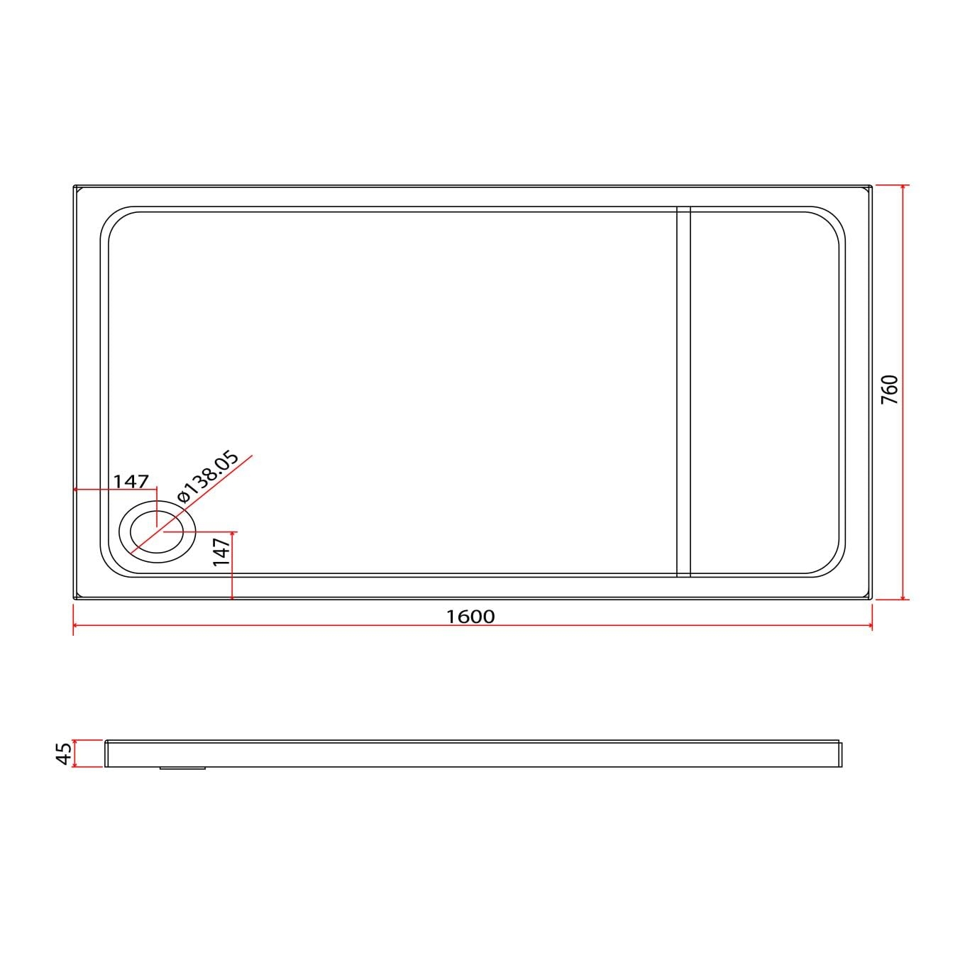 Slimline Rectangle Shower Tray Enclosure 40mm Low Profile Stone Resin | 42 Sizes - Picture 16 of 98