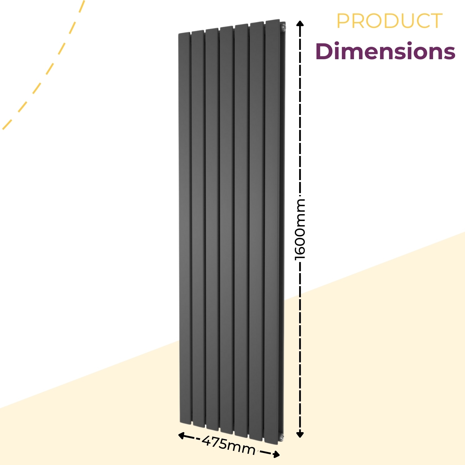 Flat Panel Radiator Vertical Designer Central Heating White Grey Black Heater - Picture 15 of 61