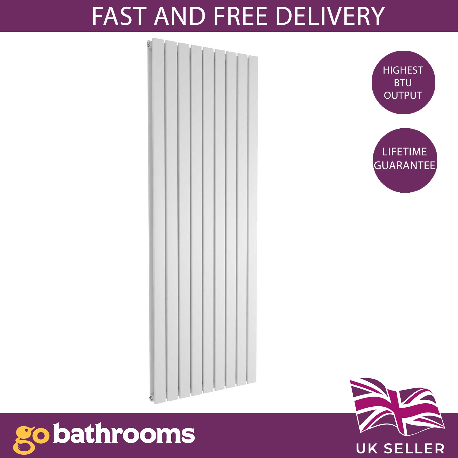 Flat Panel Radiator Vertical Designer Central Heating White Grey Black Heater - Picture 31 of 61