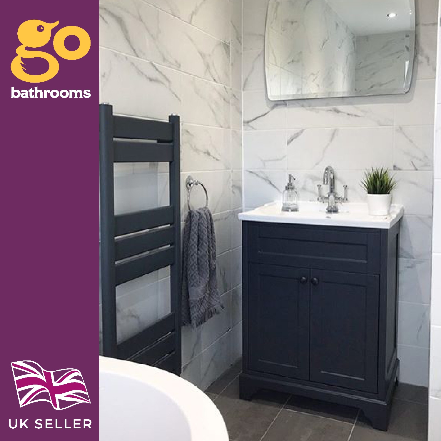 Traditional Bathroom Vanity Unit Storage Unit White Grey Tallboy WC 600 800 - Picture 24 of 33