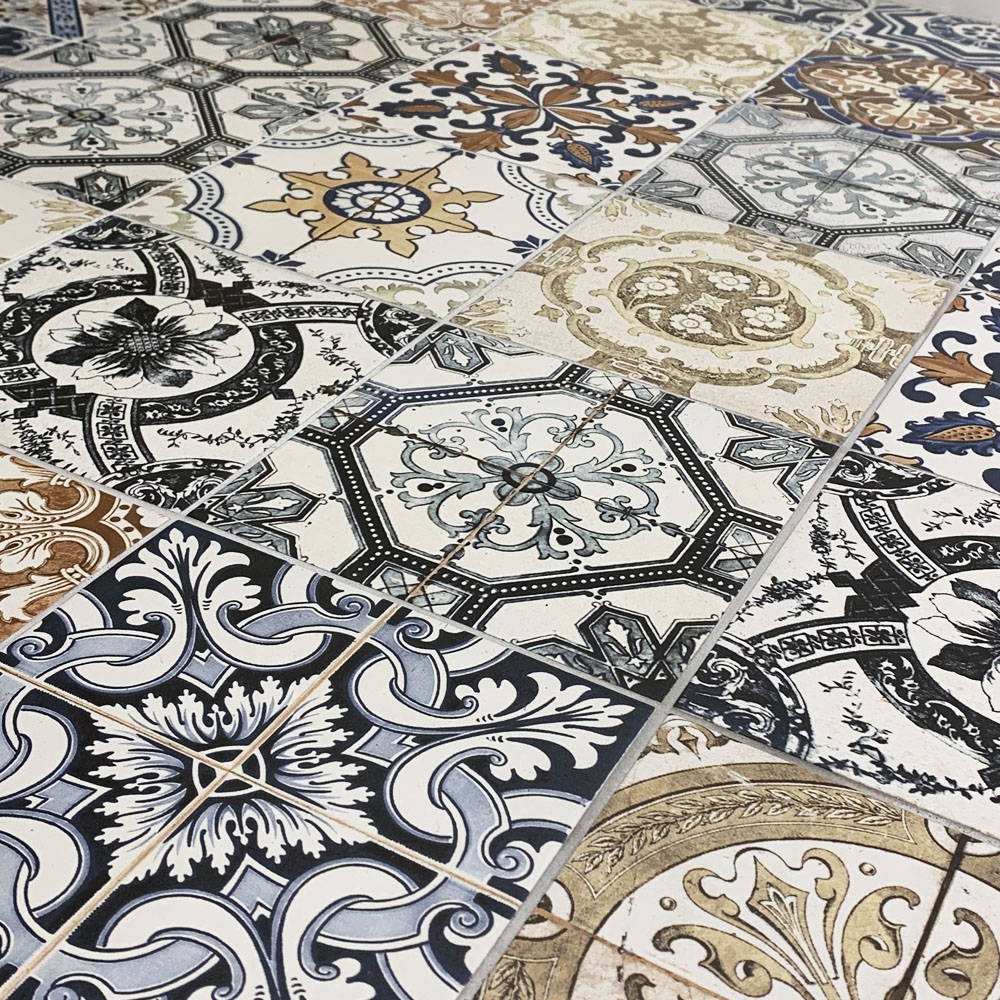 Victorian Pattern Floor & Wall Marlo Ceramic Matt Gloss Feature Tile 20x20cm Box - Picture 12 of 16