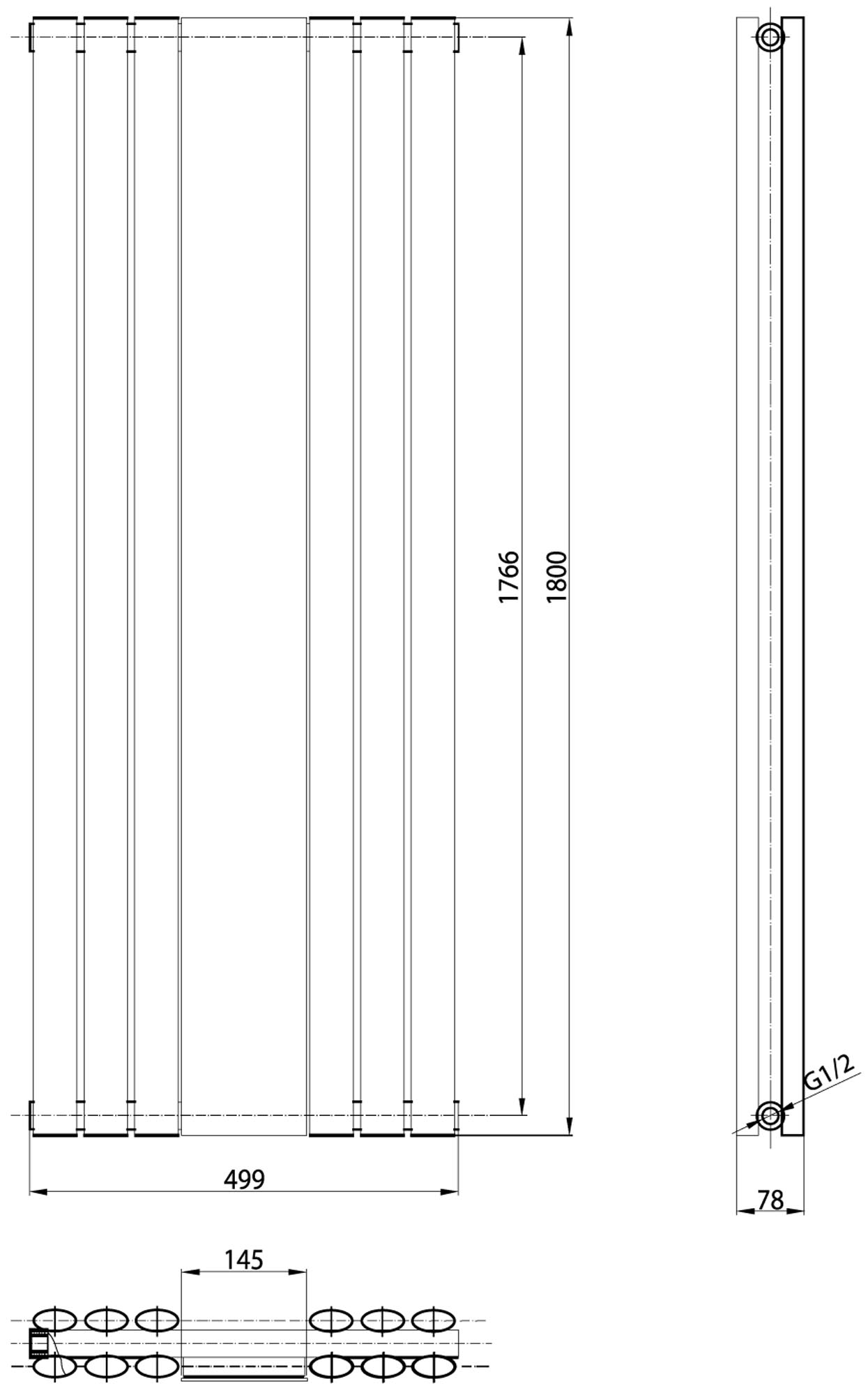 Radiator With Mirror Modern Vertical Column Panel Designer Black White Grey 1800 - Picture 10 of 13