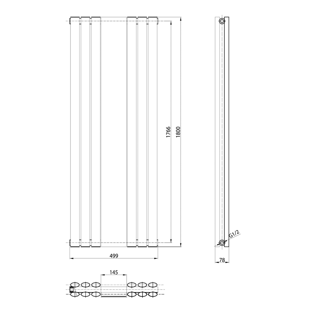 Radiator With Mirror Modern Vertical Column Panel Designer Black White Grey 1800 - Picture 7 of 13
