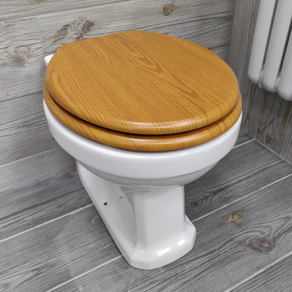 Universal Toilet Seat Soft Close Replacement Wooden Seat Black White Grey Oak - Picture 10 of 18