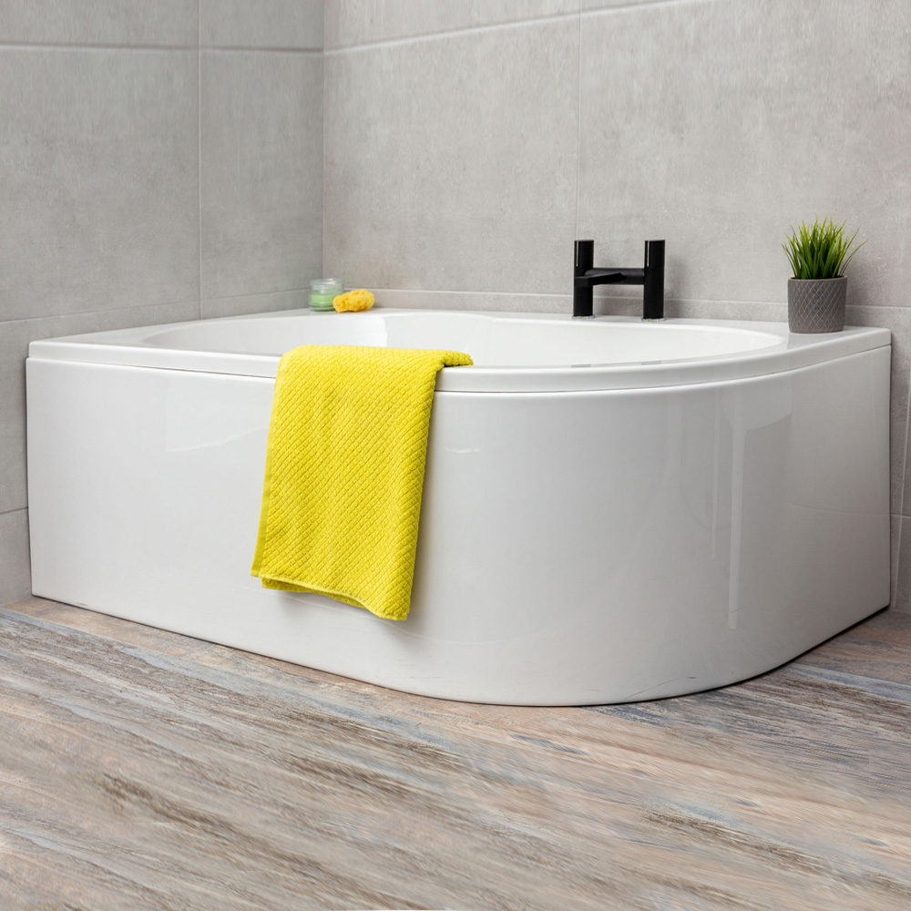 Diva Super Strong Acrylic Corner Shower Bath White Gloss Soak Bath Tub 1550mm - Picture 10 of 12