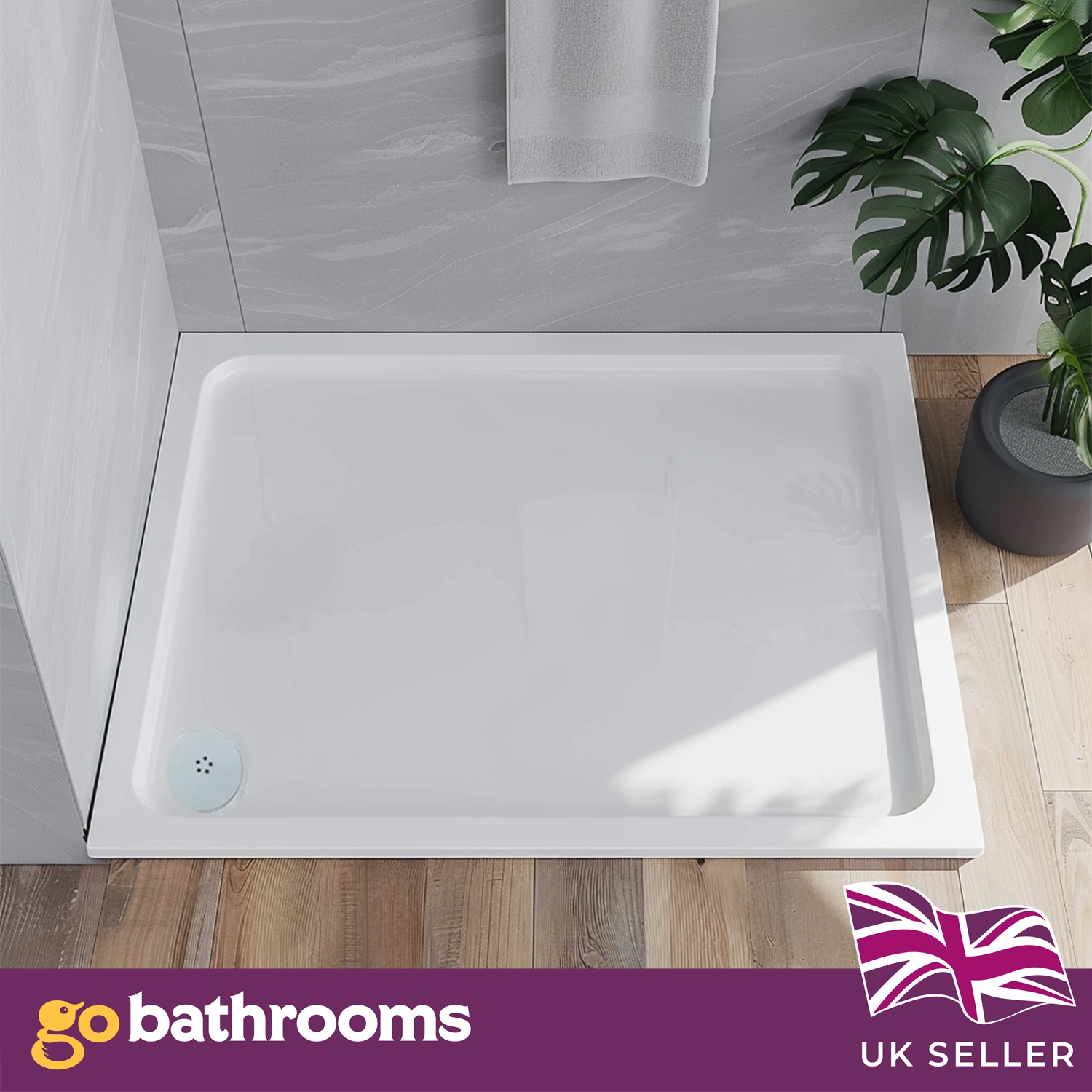 Slimline Rectangle Shower Tray Enclosure 40mm Low Profile Stone Resin | 42 Sizes - Picture 32 of 98
