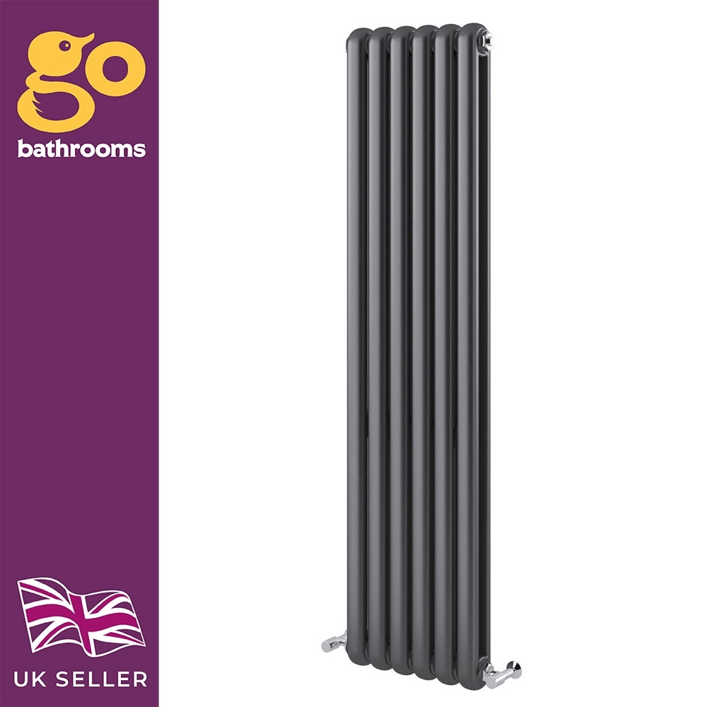 Double Column Radiators Vertical Horizontal Round Panel Grey White Heating - Picture 11 of 29