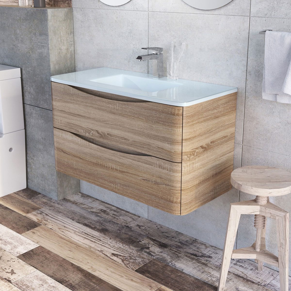 600mm Eaton White Bathroom Furniture Floor Standing Vanity Unit Soft Close Drawers With Grey Glass Basin 600mm Eaton White Bathroom Furniture Floor Standing Vanity Unit Soft Close Drawers With Grey Glass Basin