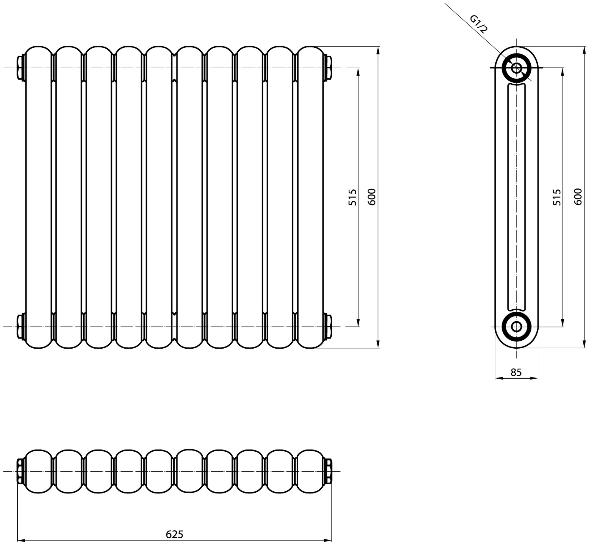 Double Column Radiators Vertical Horizontal Round Panel Grey White Heating - Picture 7 of 29