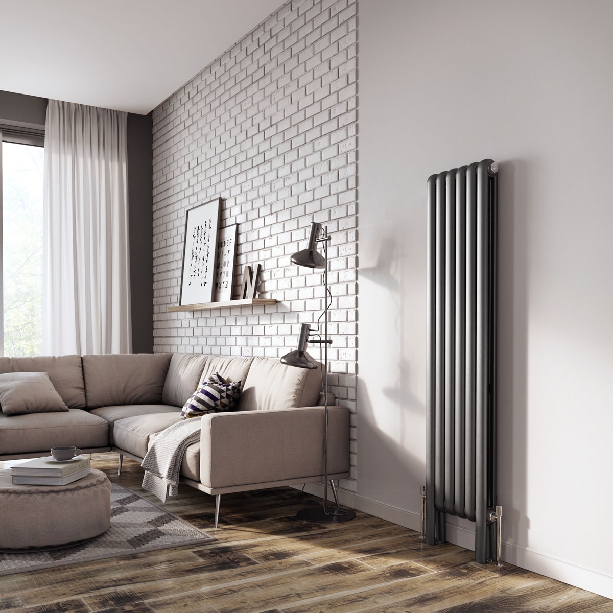 Double Column Radiators Vertical Horizontal Round Panel Grey White Heating - Picture 19 of 29