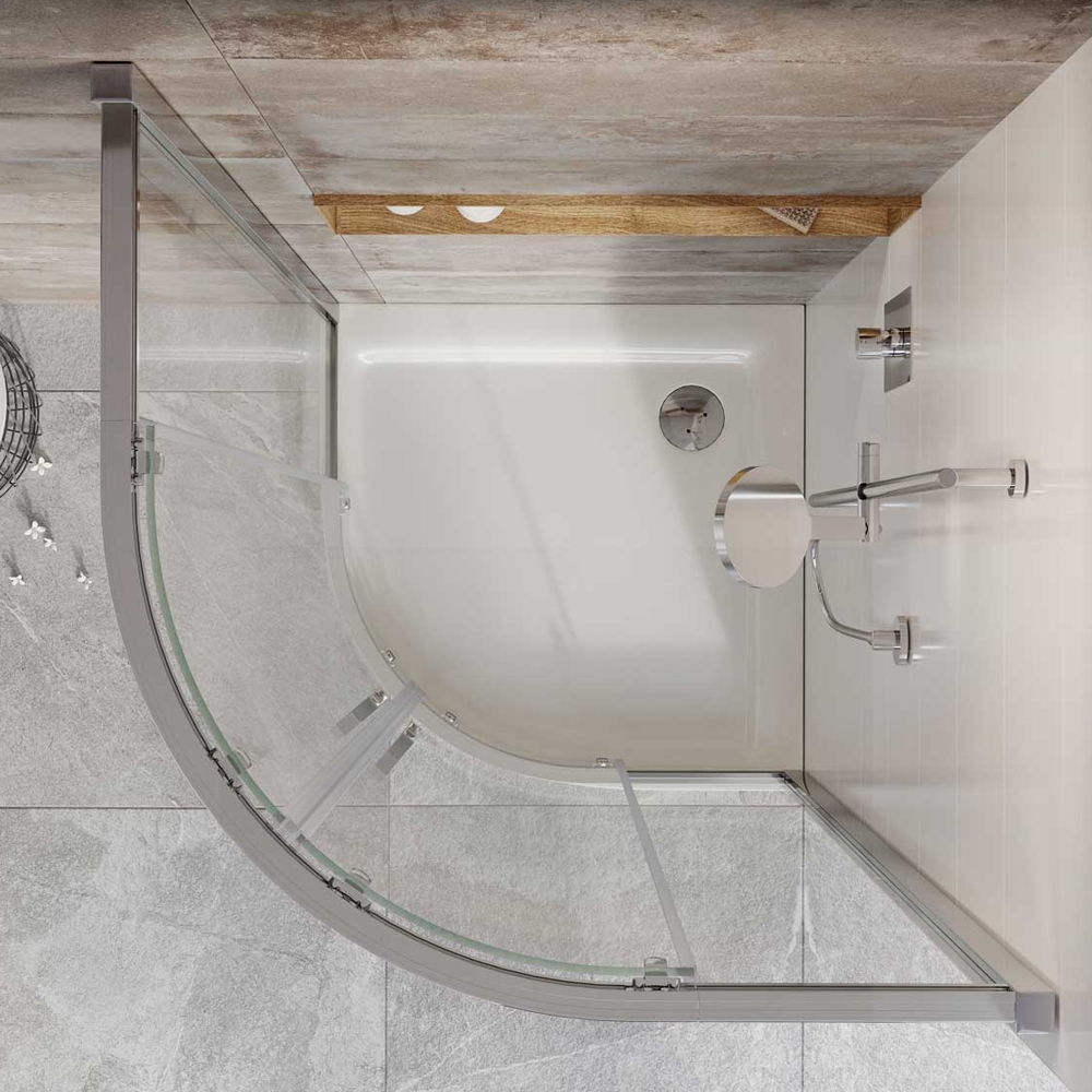 Single Sliding Door Quadrant Over Head Walk in Chrome Shower Enclosure - Picture 13 of 16