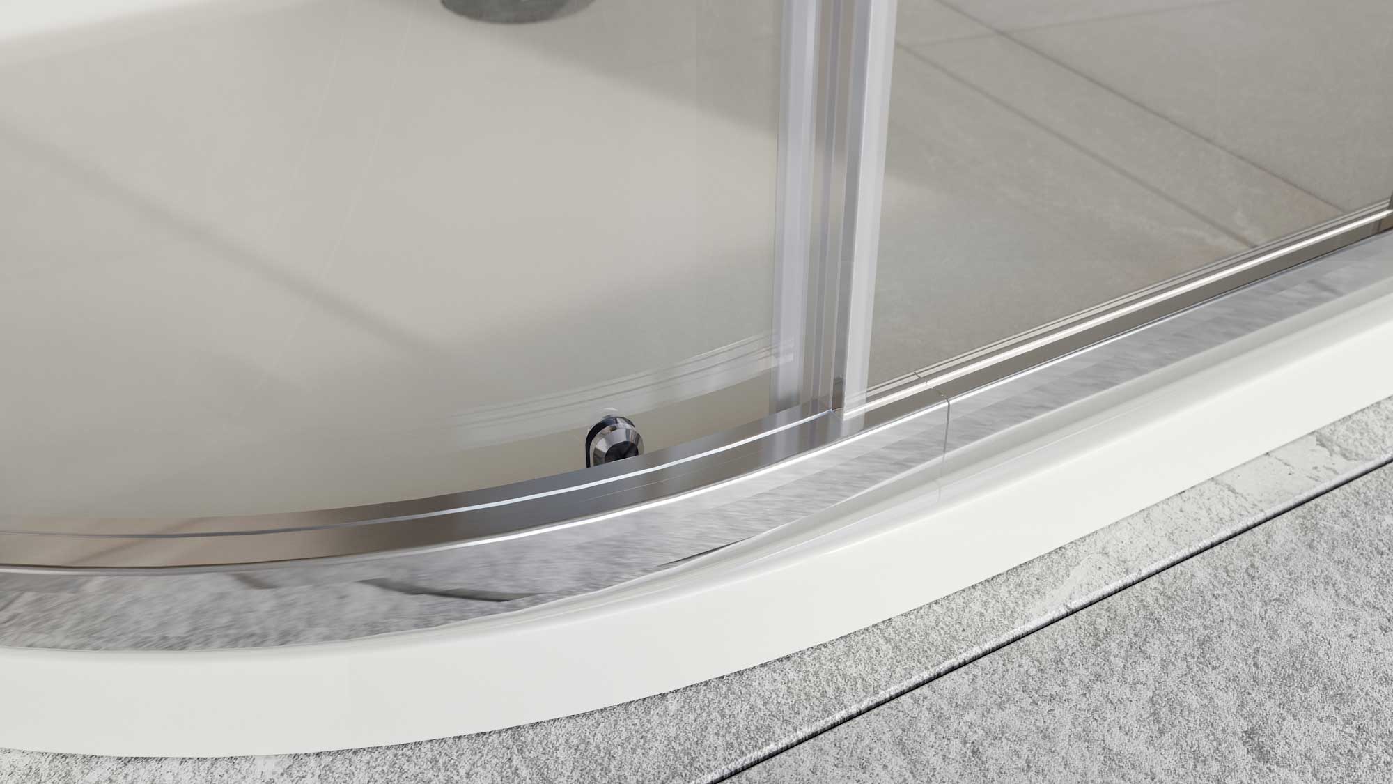 Single Sliding Door Quadrant Over Head Walk in Chrome Shower Enclosure - Picture 7 of 16