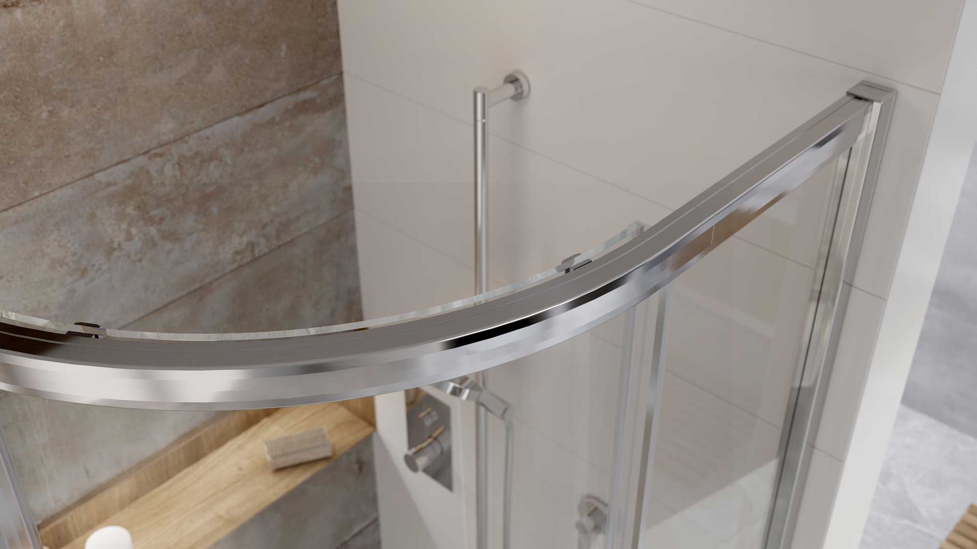 Single Sliding Door Quadrant Over Head Walk in Chrome Shower Enclosure - Picture 9 of 16