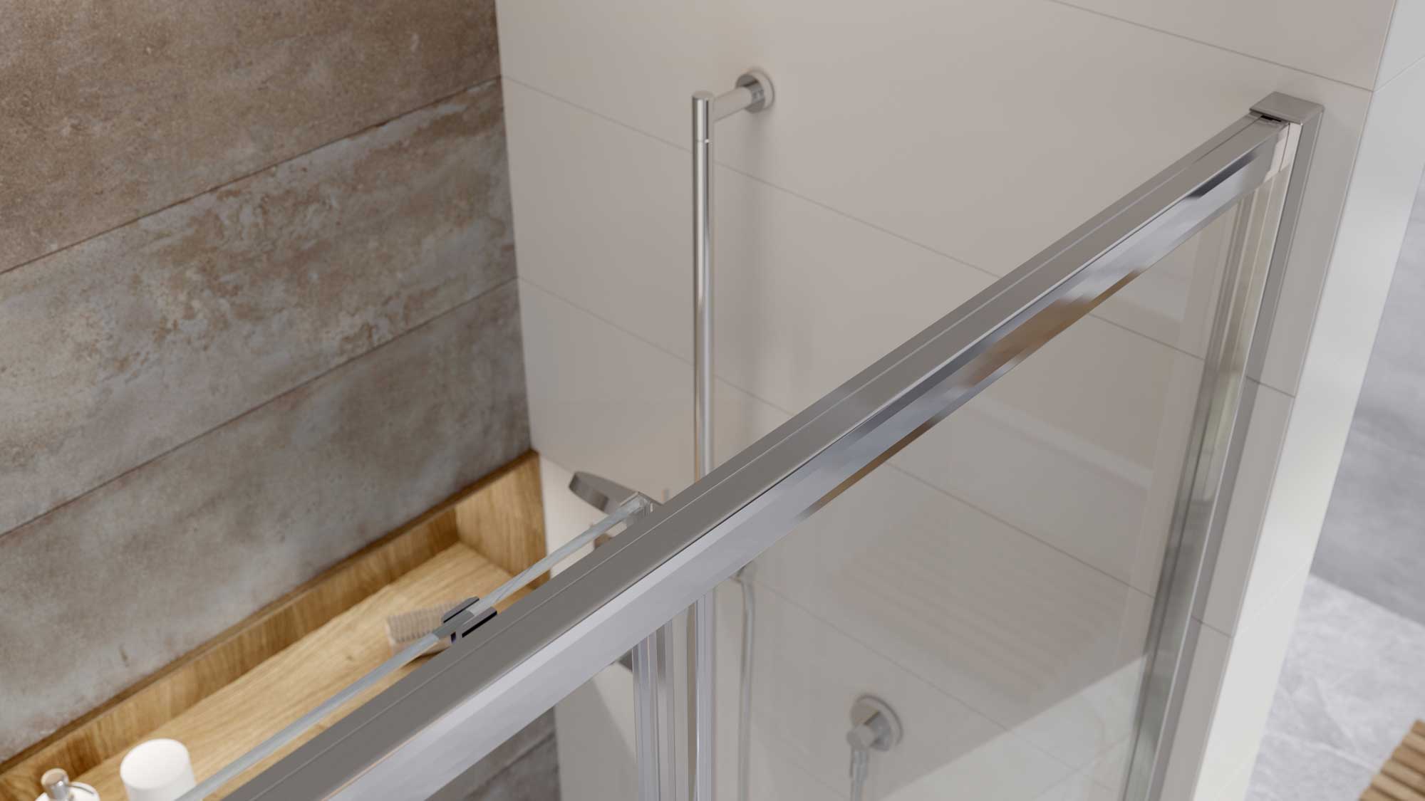 Single Sliding Door Quadrant Over Head Walk in Chrome Shower Enclosure - Picture 8 of 16