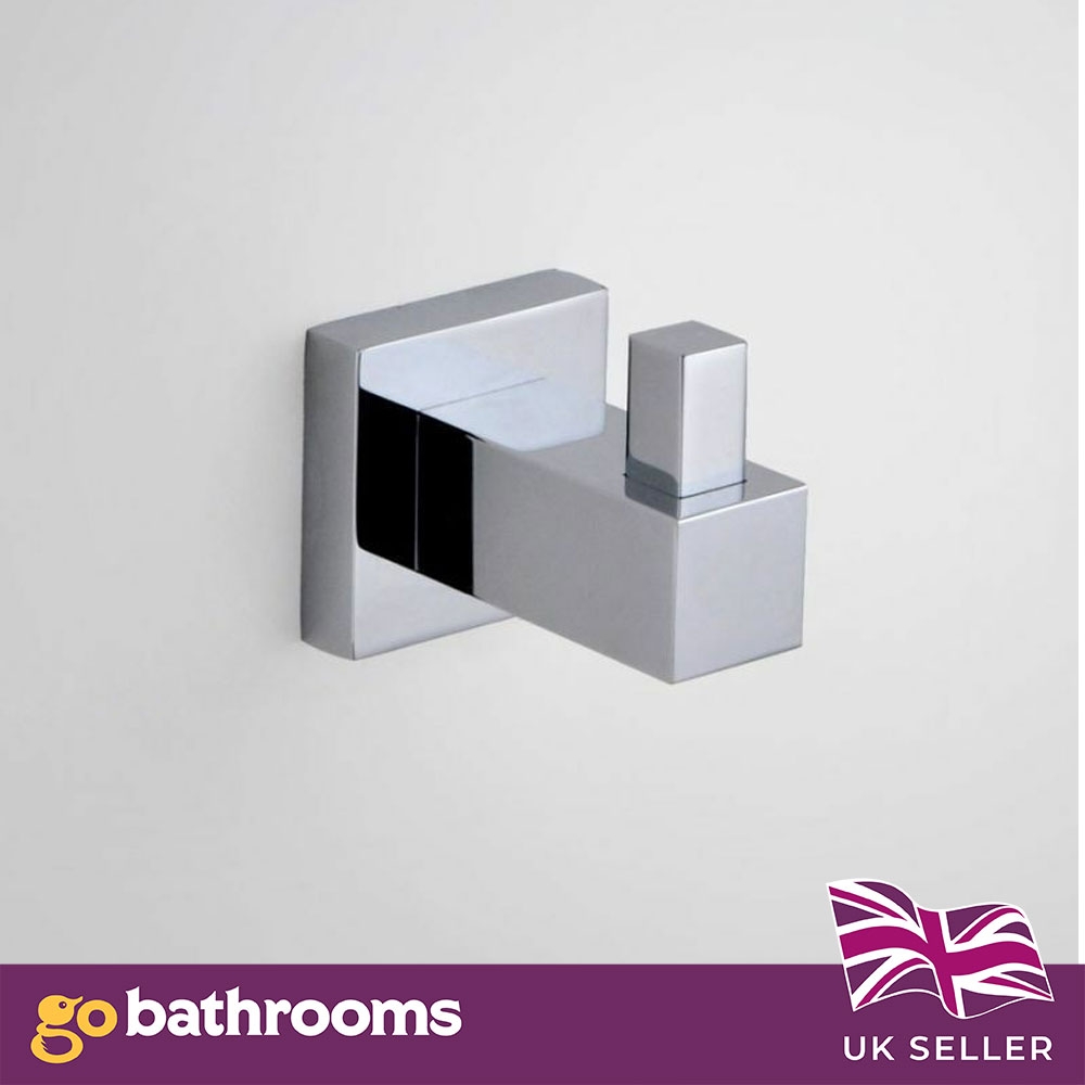 Chrome Square Bathroom Accessories Range Wall Hung Anti-Rust Toilet Roll Holder - Picture 11 of 22