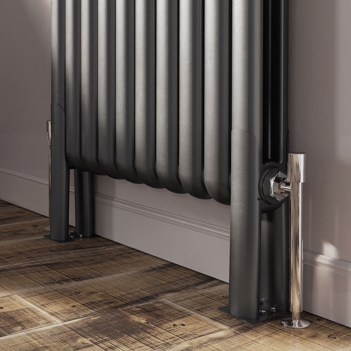 Double Column Radiators Vertical Horizontal Round Panel Grey White Heating - Picture 20 of 29