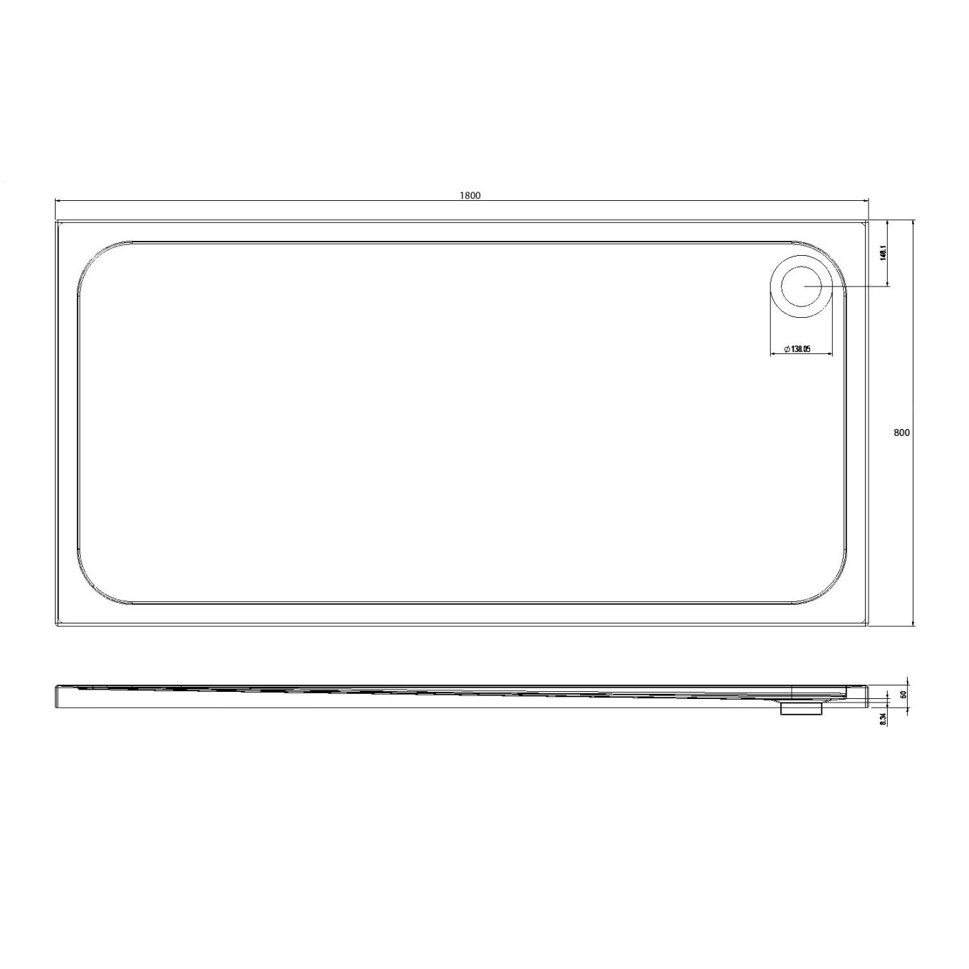 Slimline Rectangle Shower Tray Enclosure 40mm Low Profile Stone Resin | 42 Sizes - Picture 38 of 98