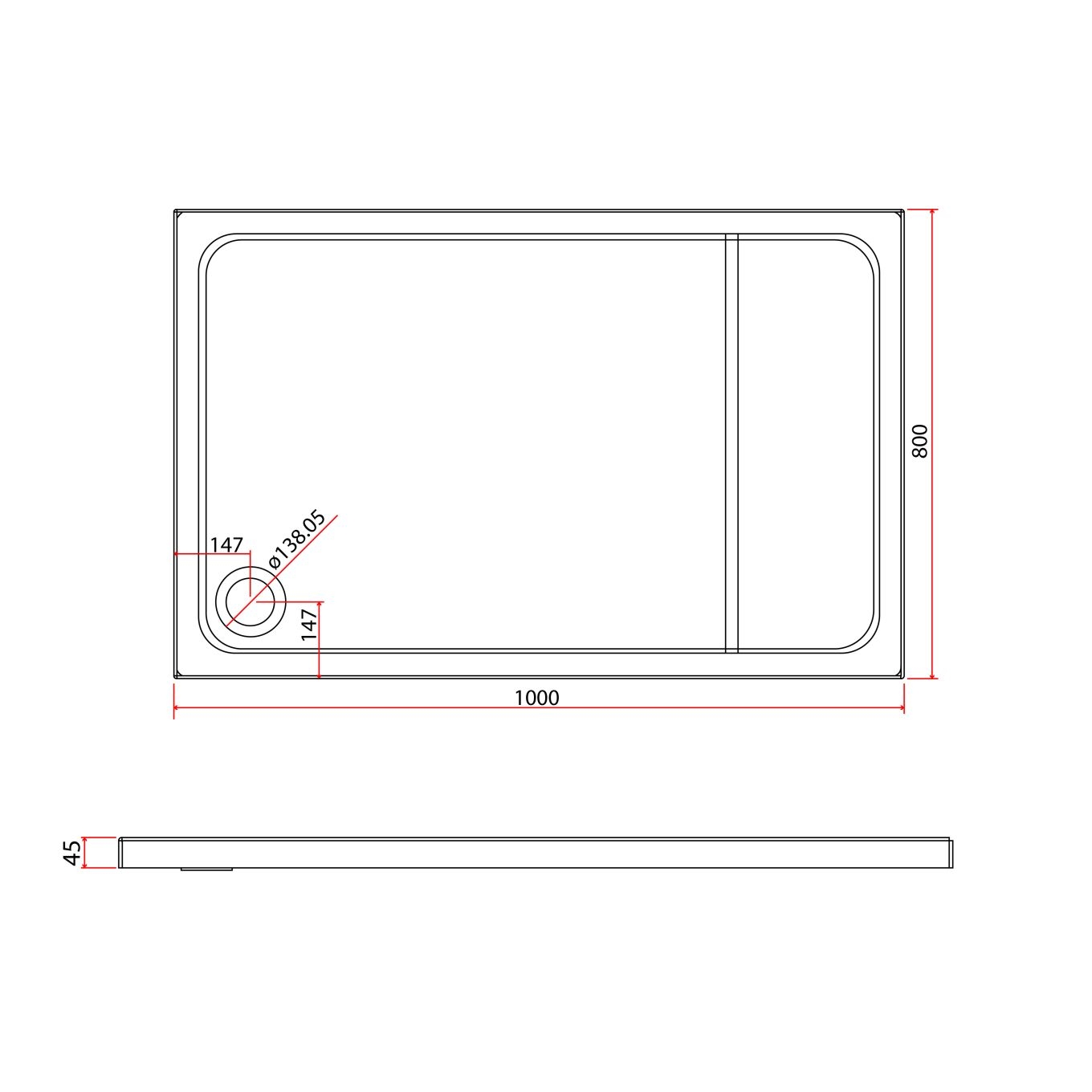 Slimline Rectangle Shower Tray Enclosure 40mm Low Profile Stone Resin | 42 Sizes - Picture 86 of 98