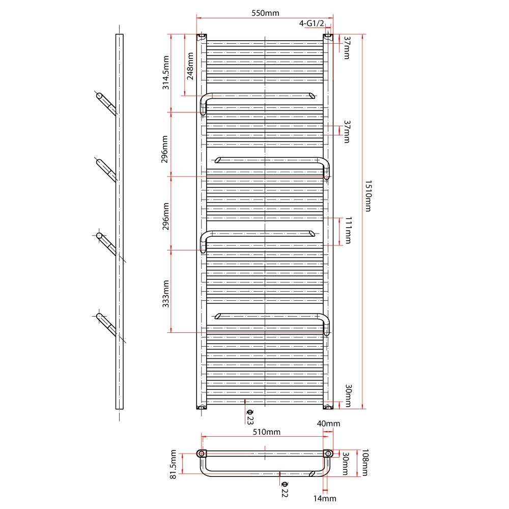 Heated Towel Rail With Towel Hangers Bathroom Radiator 1510 x 550mm | 7 Colours - Picture 31 of 34