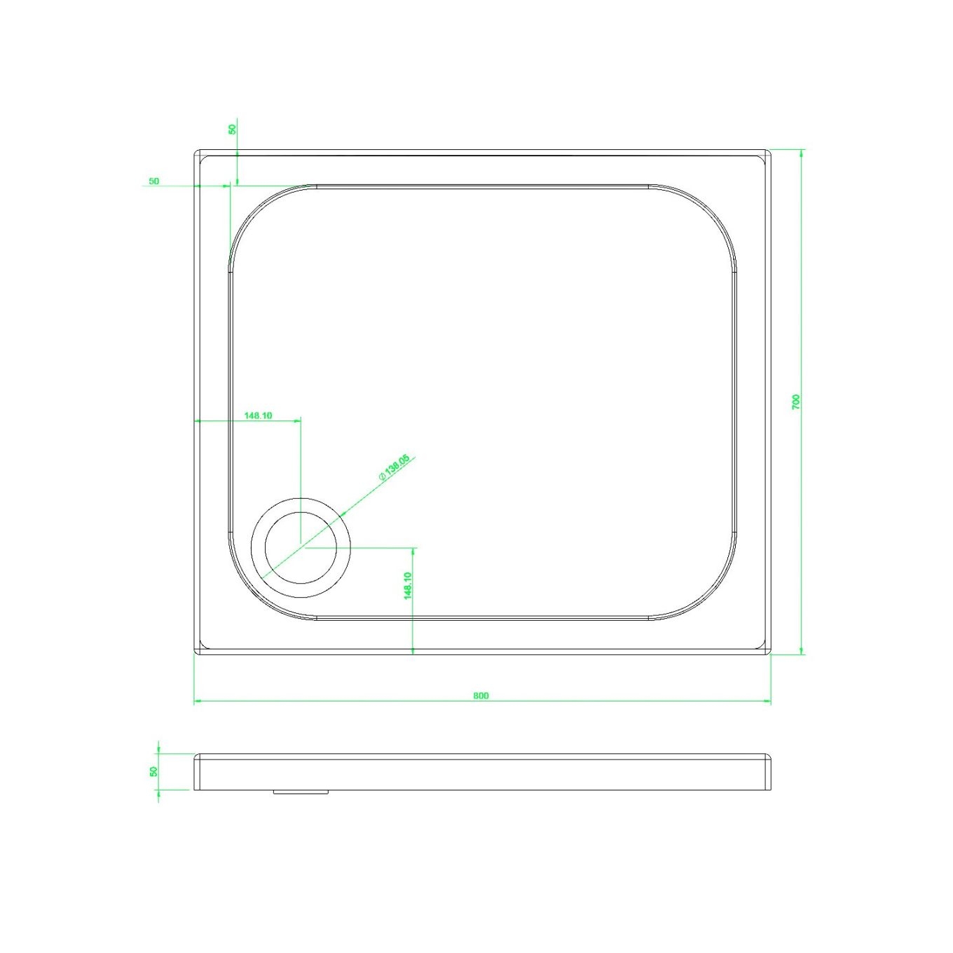 Slimline Rectangle Shower Tray Enclosure 40mm Low Profile Stone Resin | 42 Sizes - Picture 40 of 98
