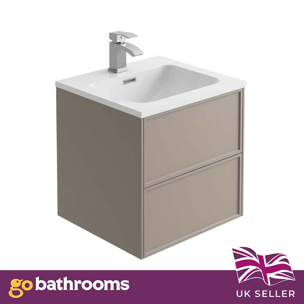 Kersig Modern Designer Bathroom Furniture Range Vanity Unit Matt Beige Grey