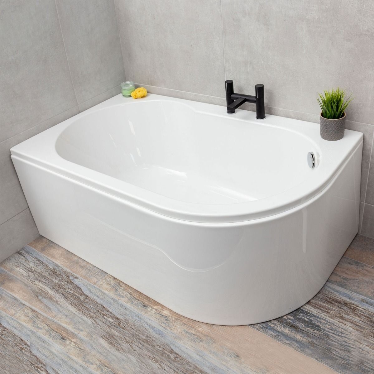Corner Bath Shower Space Saving Strong Acrylic Bathtub 1550 & Front Panel LH/RH - Picture 9 of 11