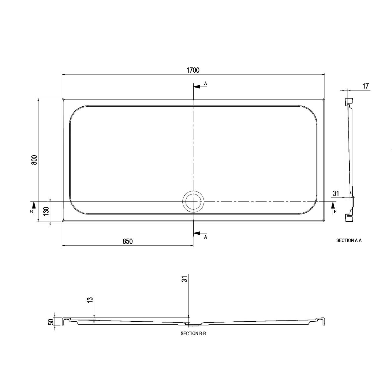 Slimline Rectangle Shower Tray Enclosure 40mm Low Profile Stone Resin | 42 Sizes - Picture 47 of 98