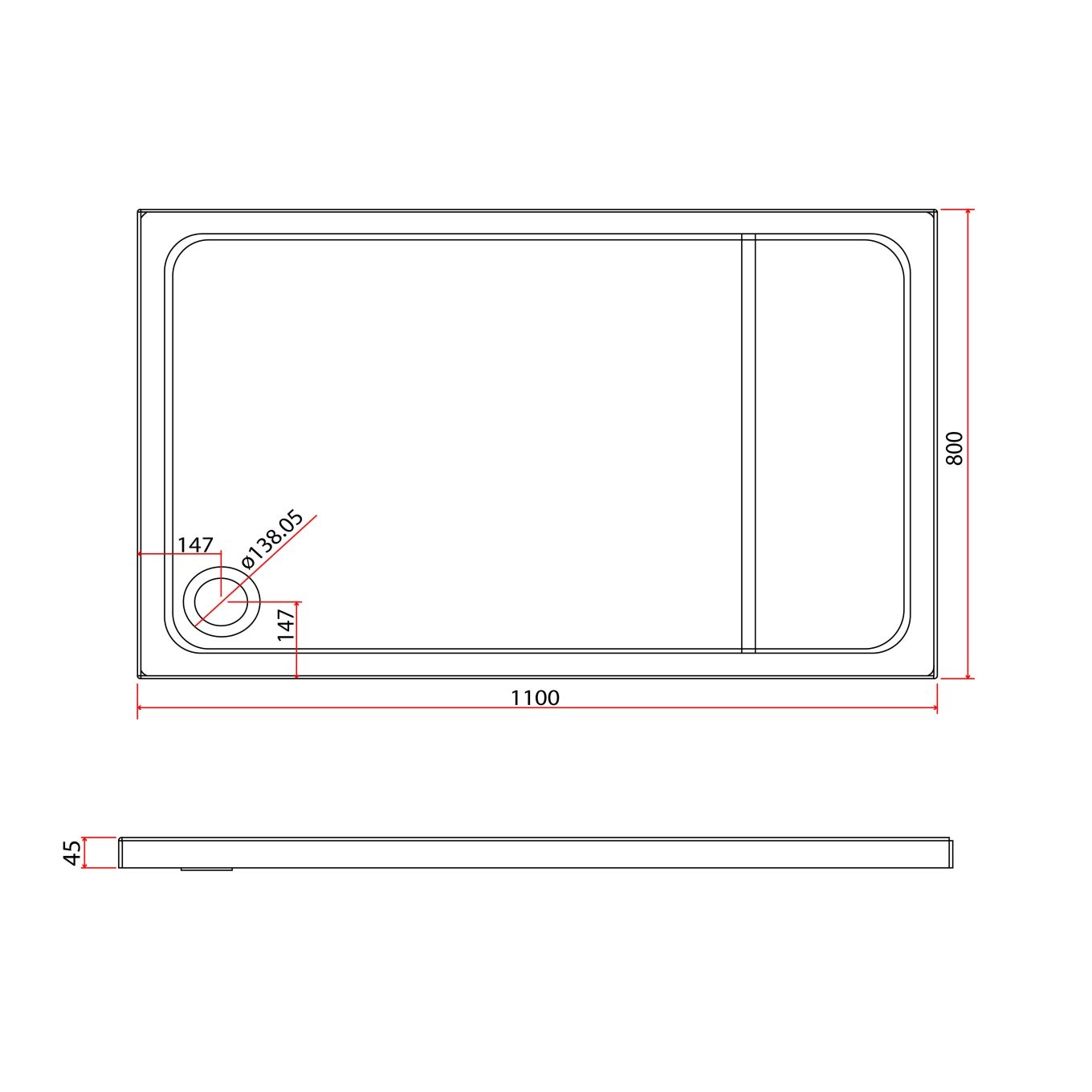 Slimline Rectangle Shower Tray Enclosure 40mm Low Profile Stone Resin | 42 Sizes - Picture 19 of 98